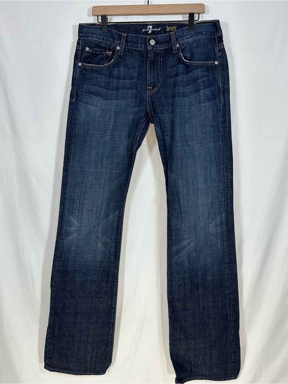 7 Seven For All Mankind Brett Blue Jeans Size 34x36 Denim USA Cowboy Bootcut